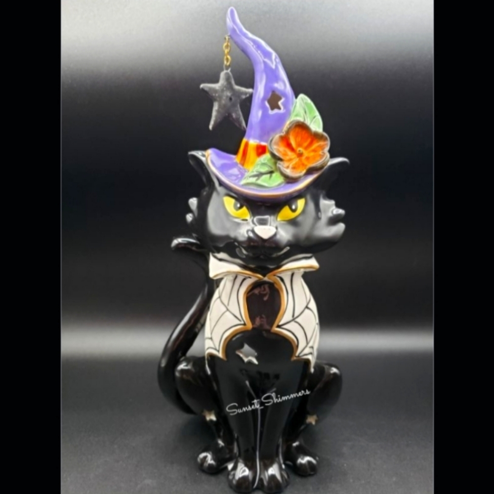 Blue Sky Clayworks BLACK CAT WITCH MAGICAL WARLOCK Tealight Candle House Decor - Picture 15 of 16